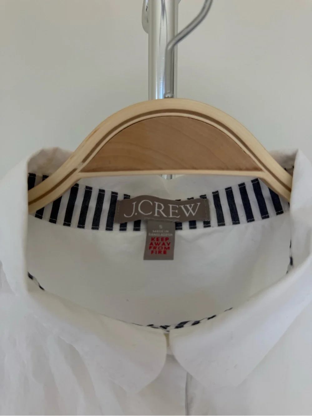J. Crew White Button-Down Shirt with Contrast Trim